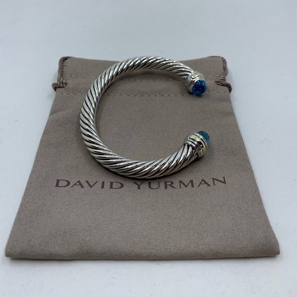 David Yurman 14k Gold 7mm Blue Topaz Bracelet - Picture 3 of 8